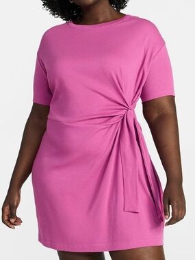 Terra & Sky Women’s Plus Front Twist Dress with Short Sleeve